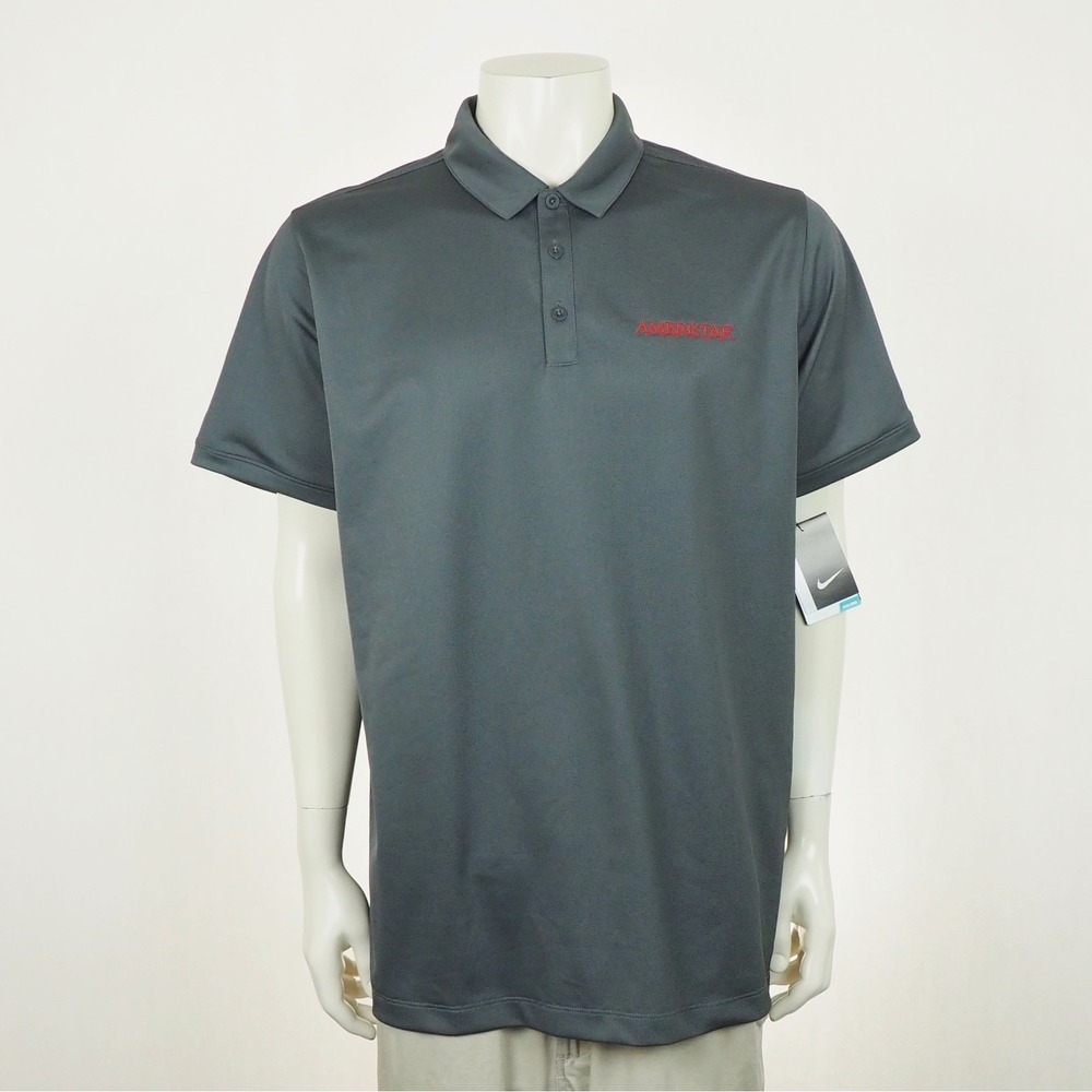 New Nike Golf Icon Pique Polo Shirt Mens XL Gray Dri-Fit Casual Ameristar Casino